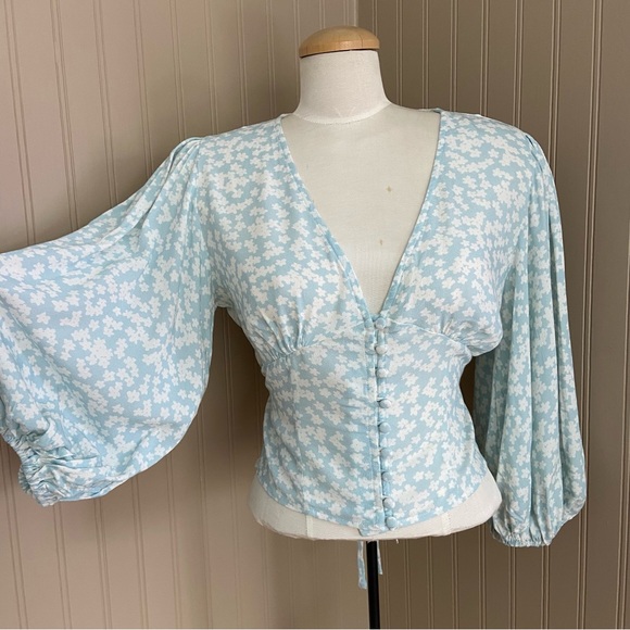 NWT Charlie Holiday Floral Corset Like Blouse Top Women’s Size 6 - Picture 9 of 11